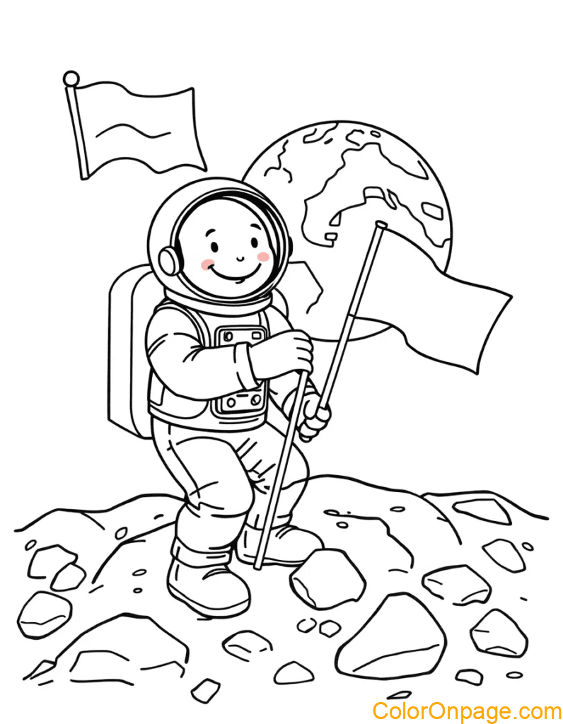 Astronaut Adventure Coloring Page