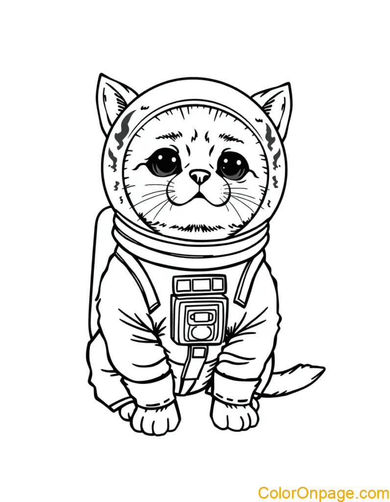 Astronaut Pets Coloring Page