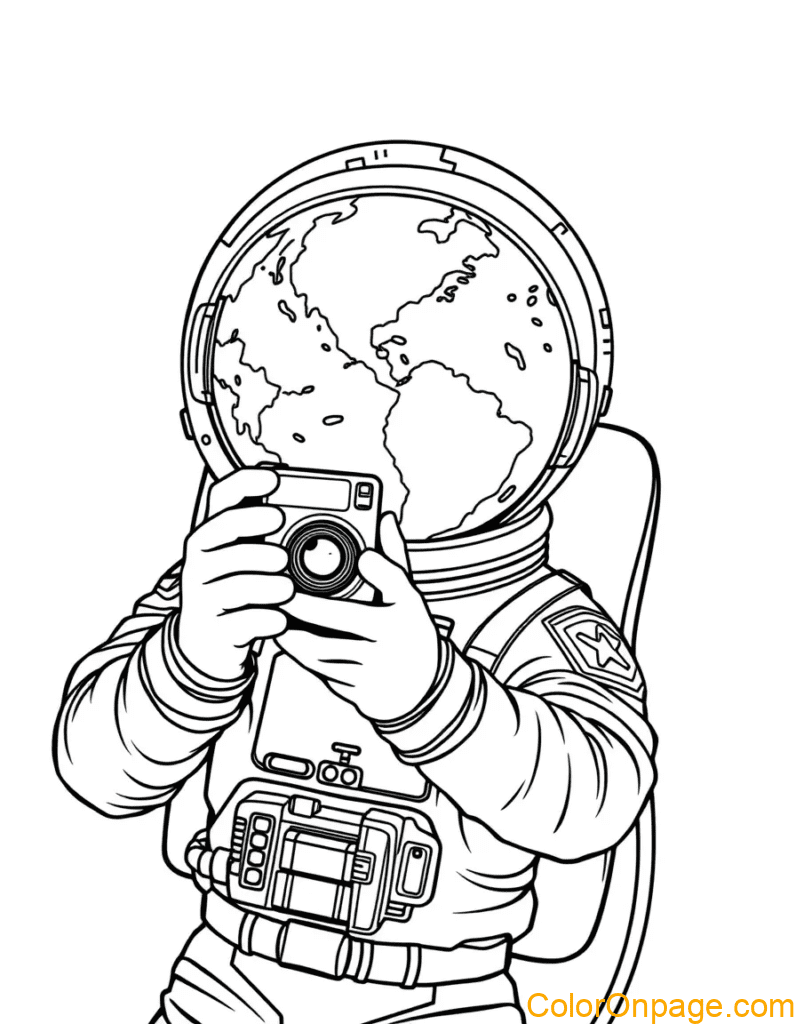Astronaut Selfie Coloring Page