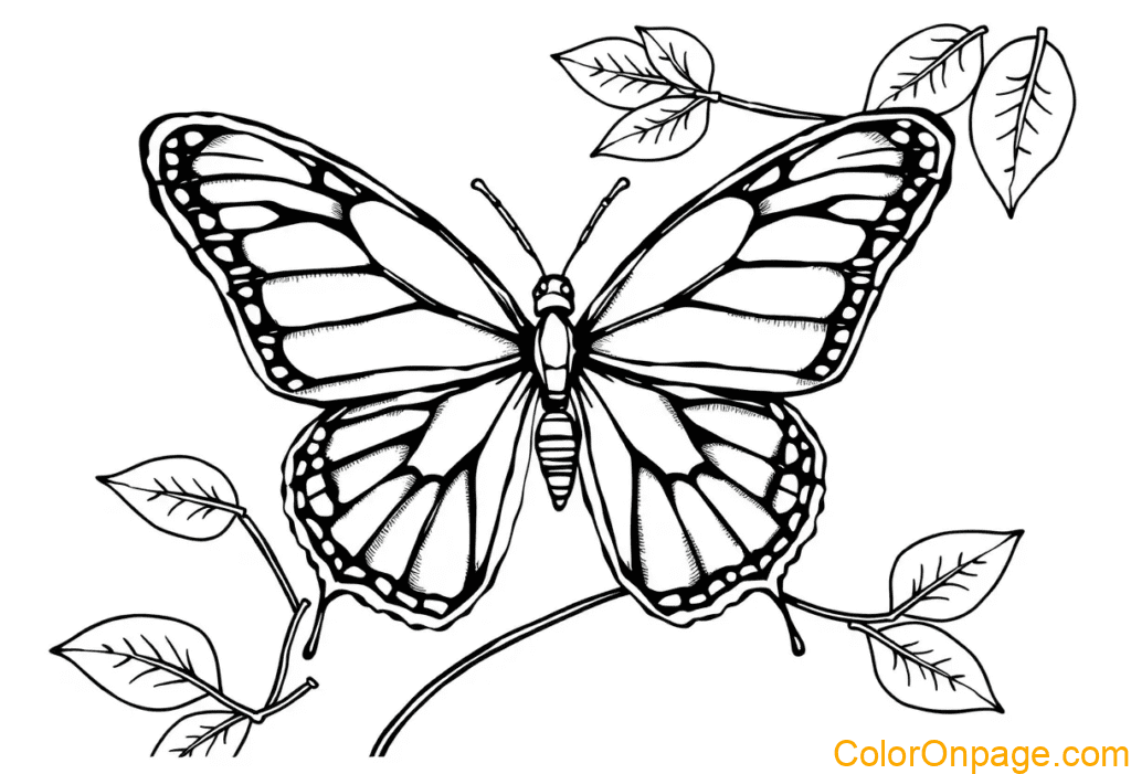 Autumn Leaf Butterfly Coloring Page