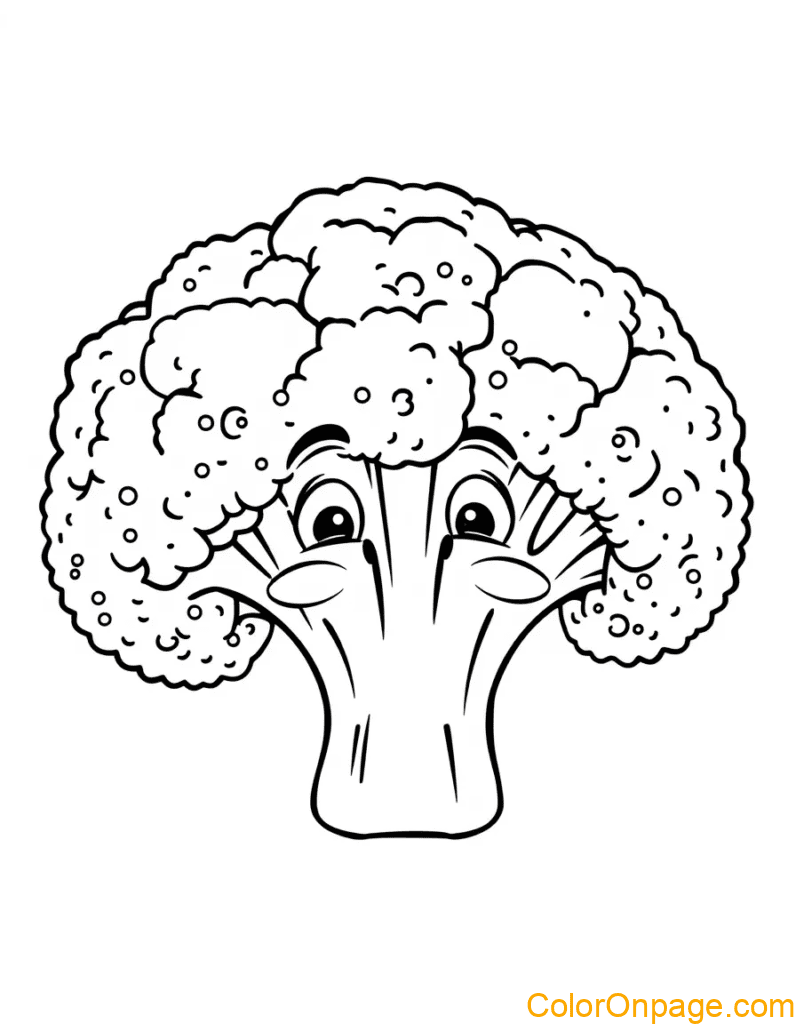 Broccoli Food Faces Coloring Page