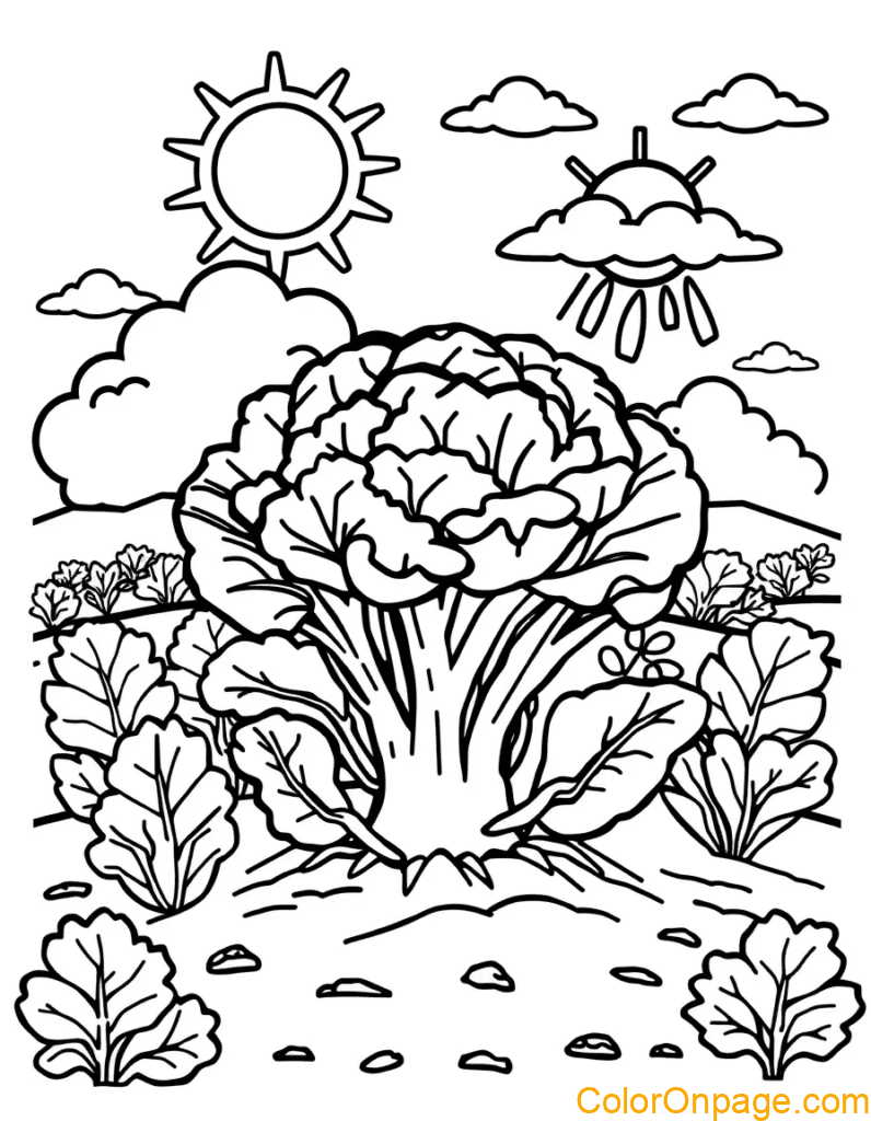 Broccoli Garden Coloring Page