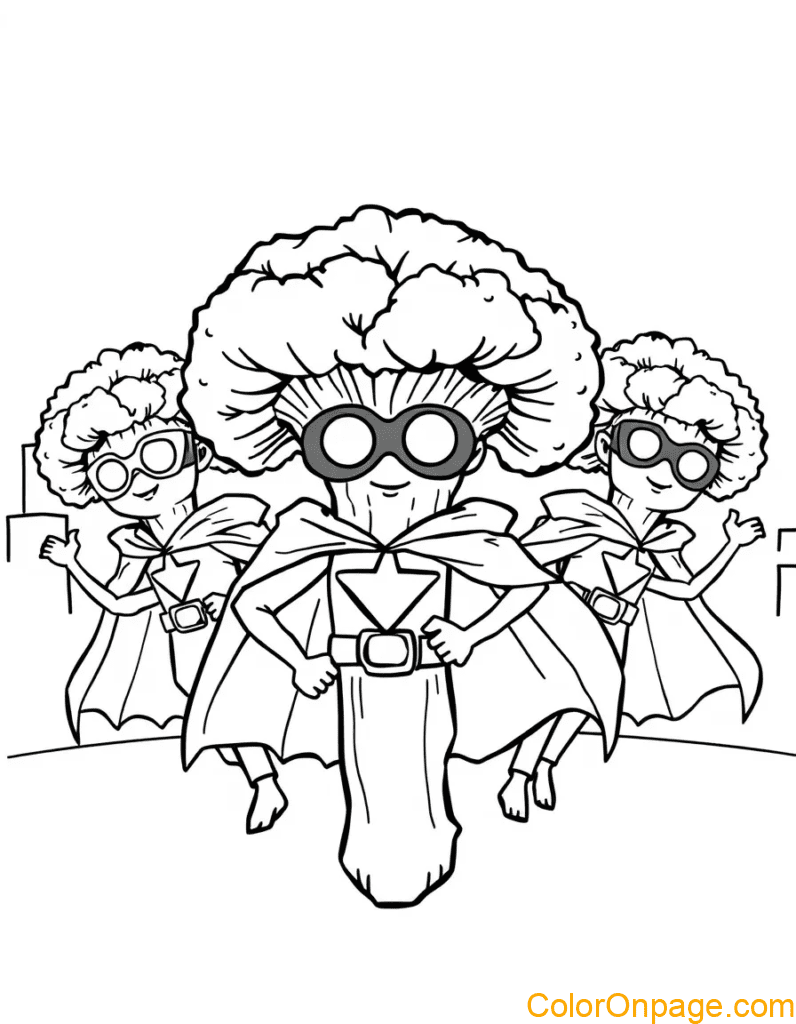 Broccoli Superhero Squad Coloring Page
