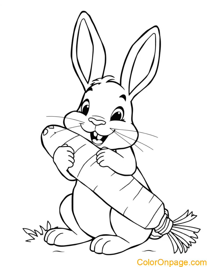 Bunny's Carrot Snack Coloring Page