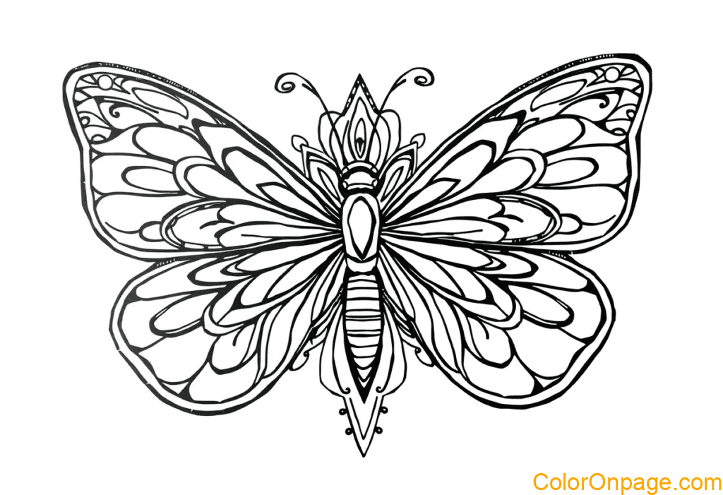 Butterfly with Mandala Wings Coloring Page