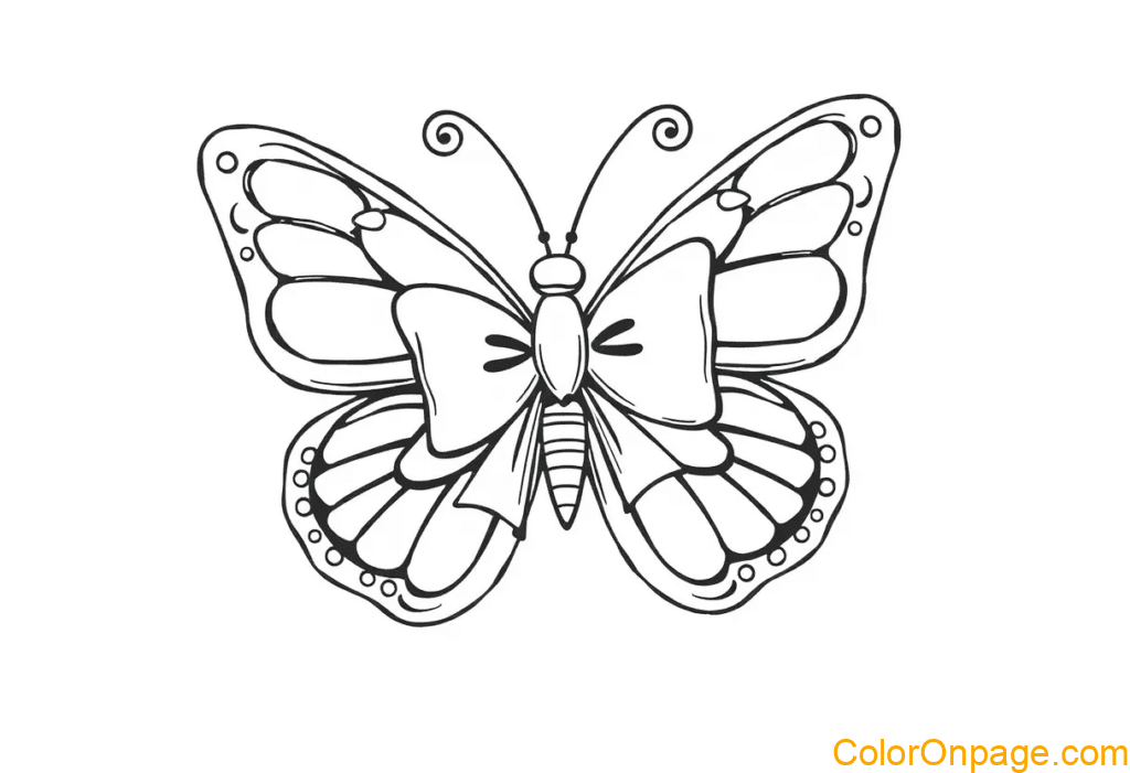Butterfly with a Bow Coloring Page