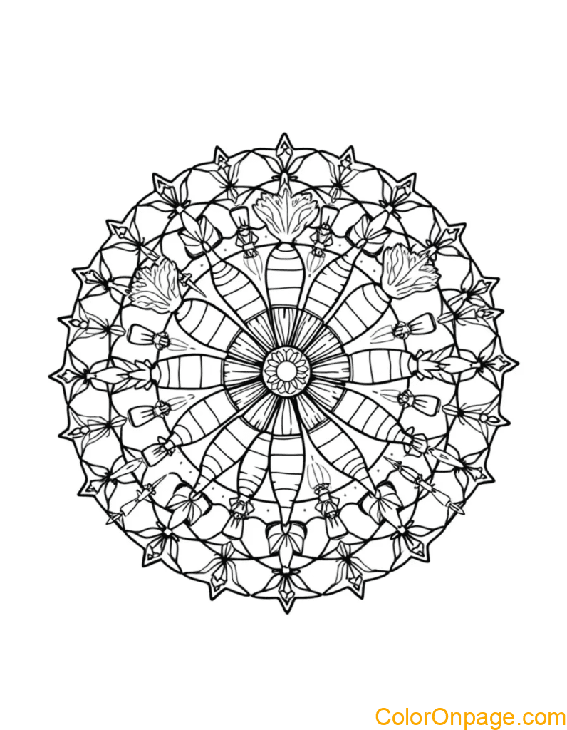 Carrot Mandala Coloring Page