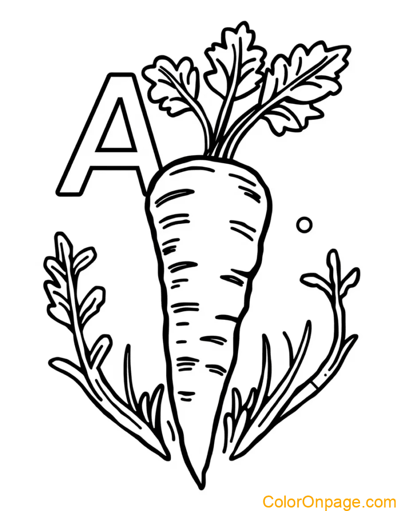 Carrot with ABC Coloring Pages