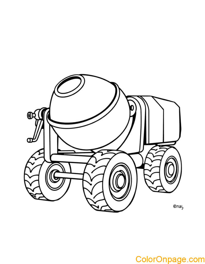 Cement Mixer Coloring Page