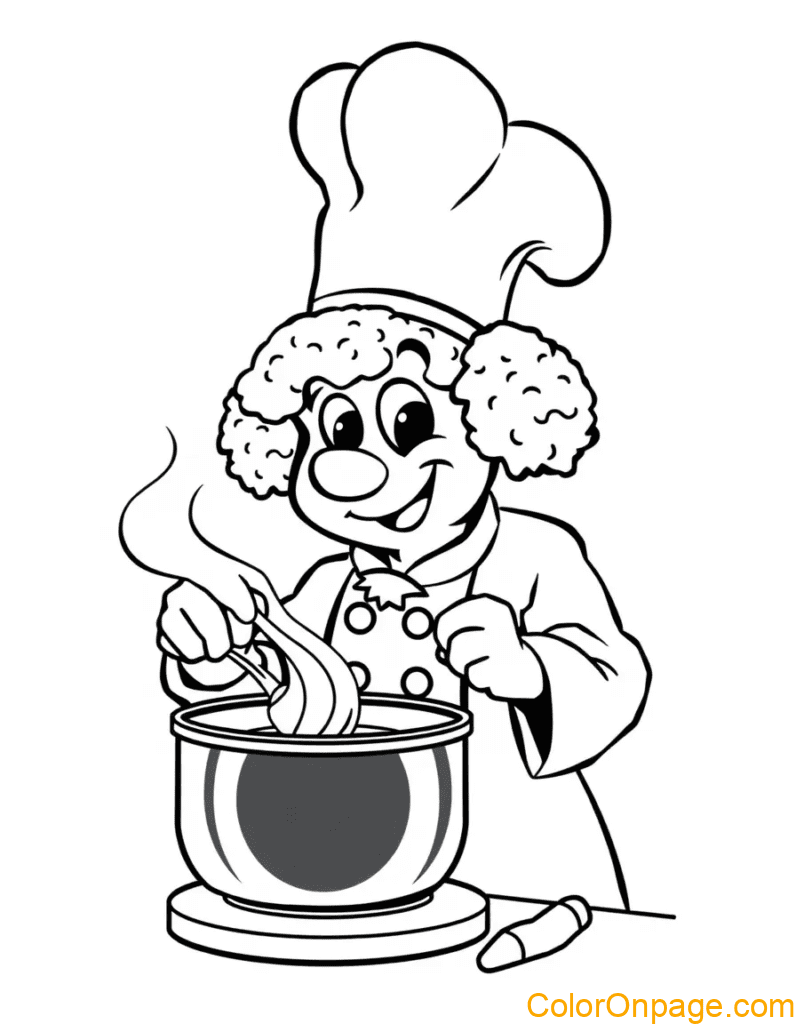 Chef Broccoli Cooking Coloring Page
