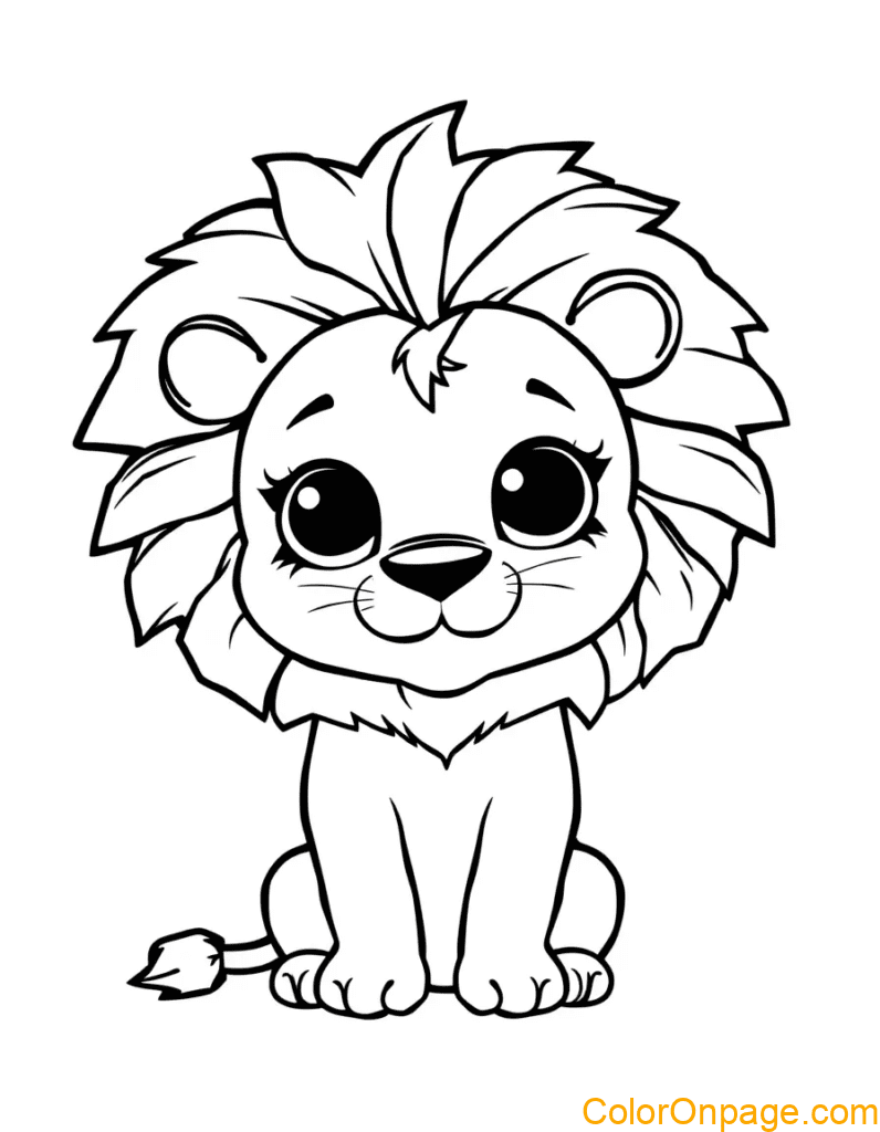 Chibi Style Coloring Page Lion (2)