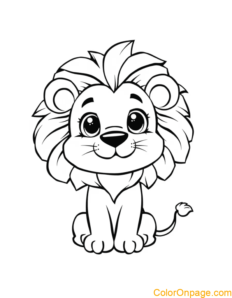 Chibi Style Coloring Page Lion (2)