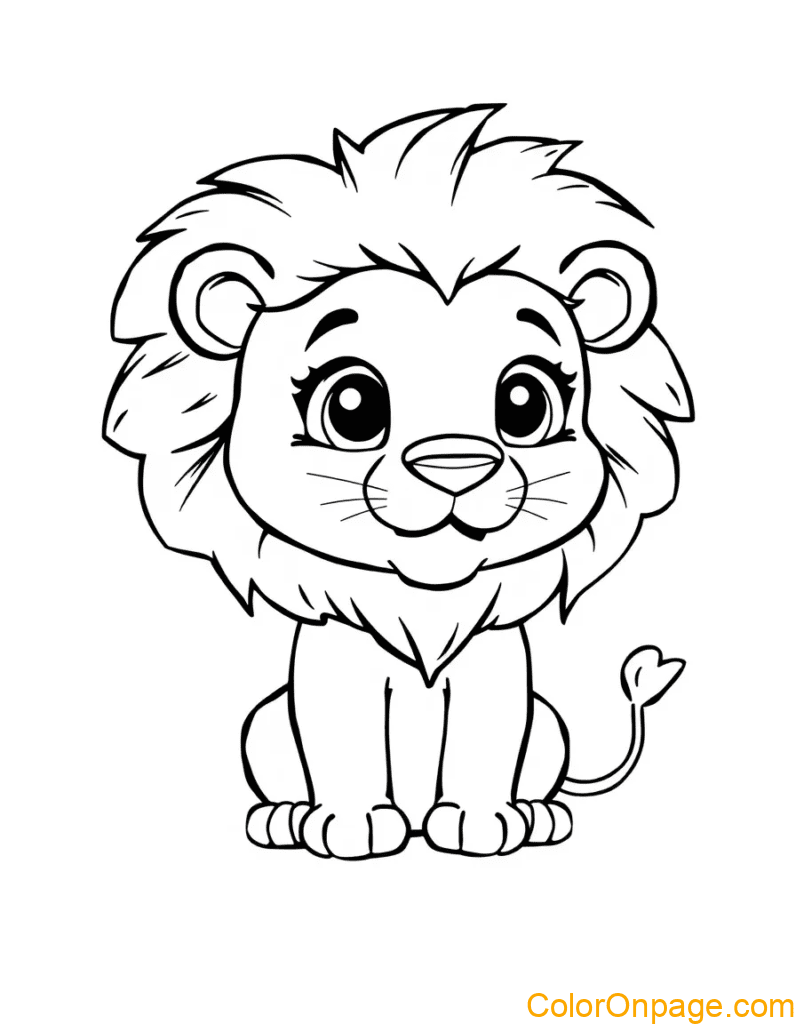 Chibi Style Coloring Page Lion (2)