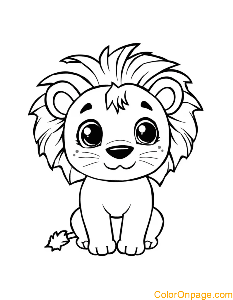 Chibi Style Coloring Page Lion (2)