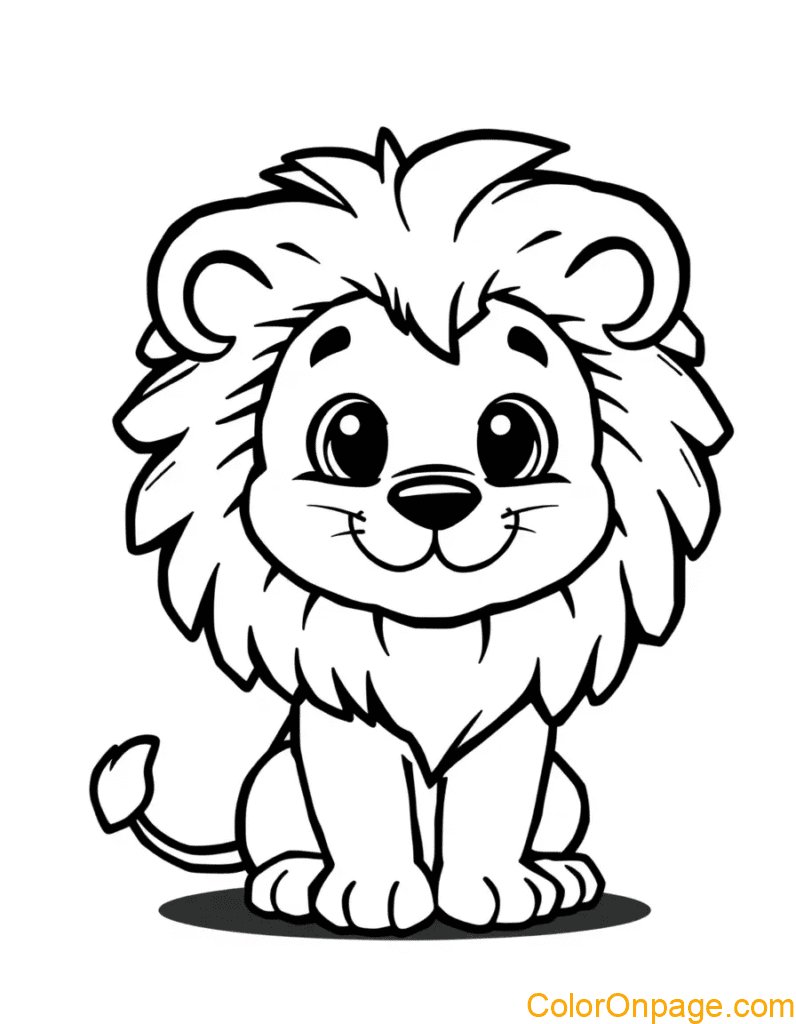 Chibi Style Coloring Page Lion (2)