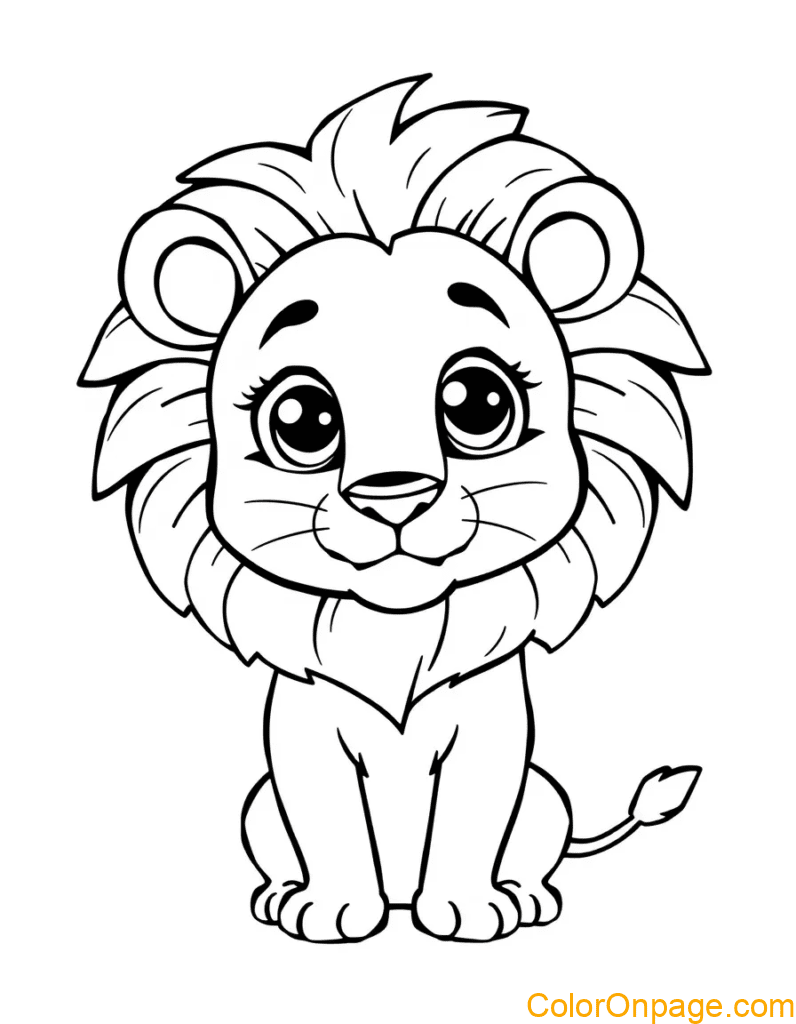 Chibi Style Coloring Page Lion (2)