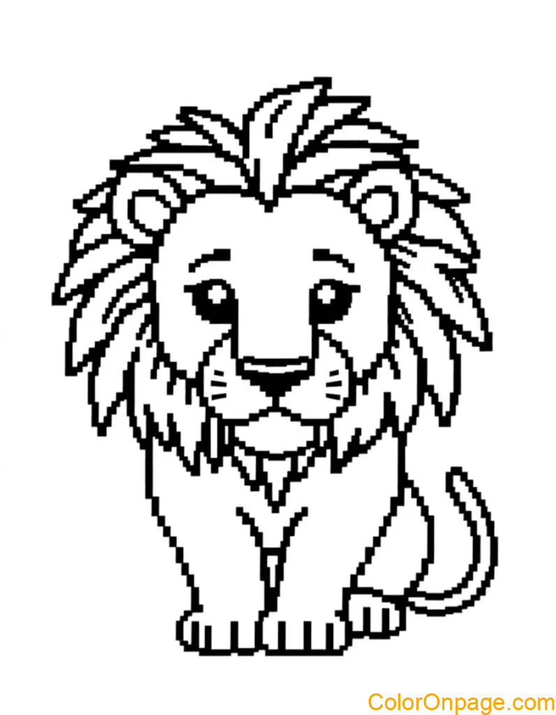 Pixel style Lion Coloring Pages (13)