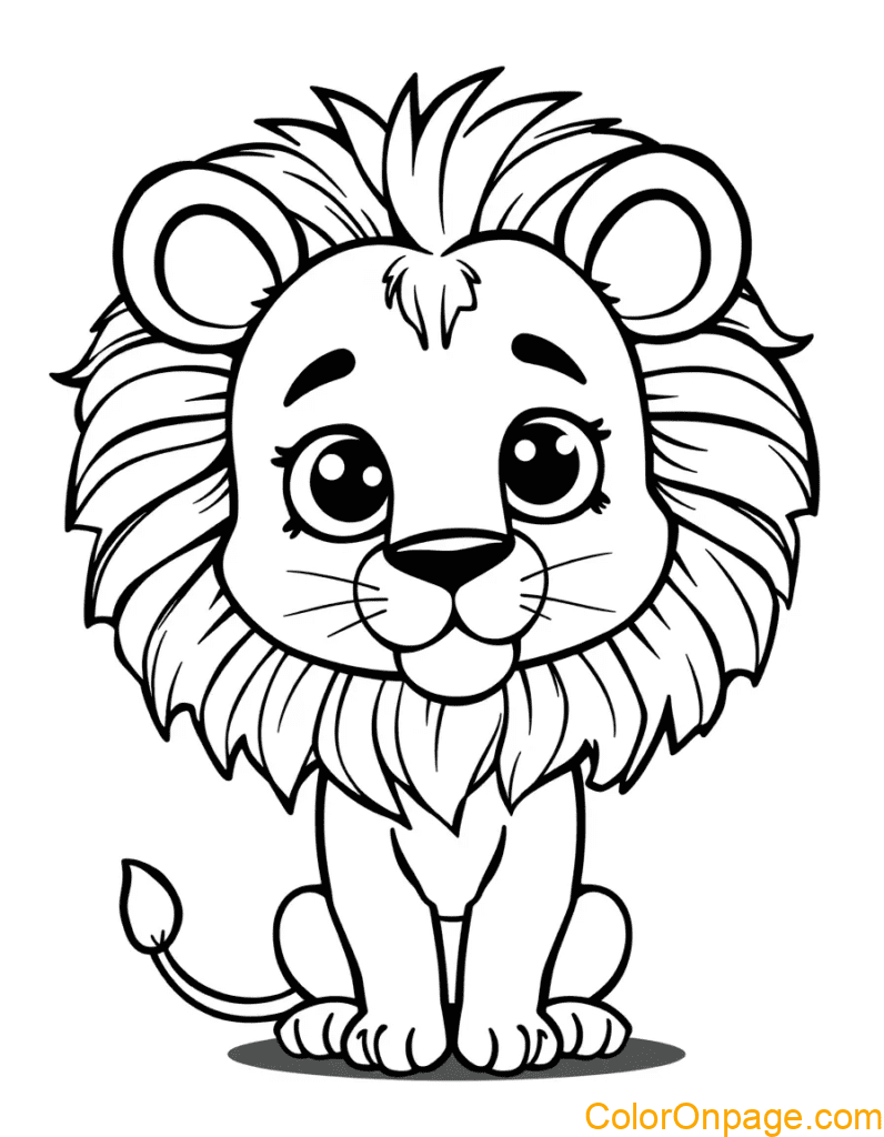 Chibi Style Coloring Page Lion (9)