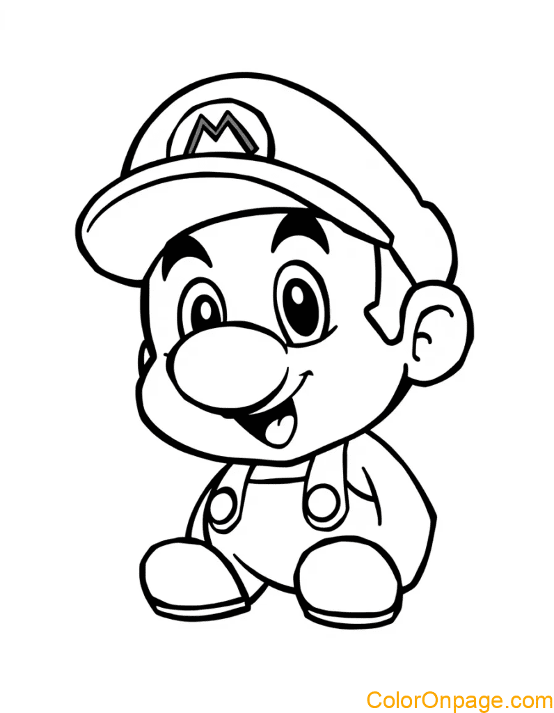 Chibi Style Mario Coloring Page (13)