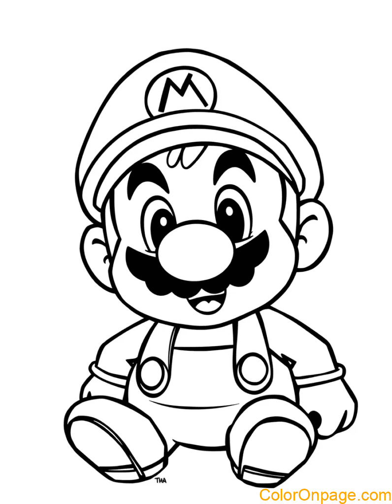 Chibi Style Mario Coloring Page (13)