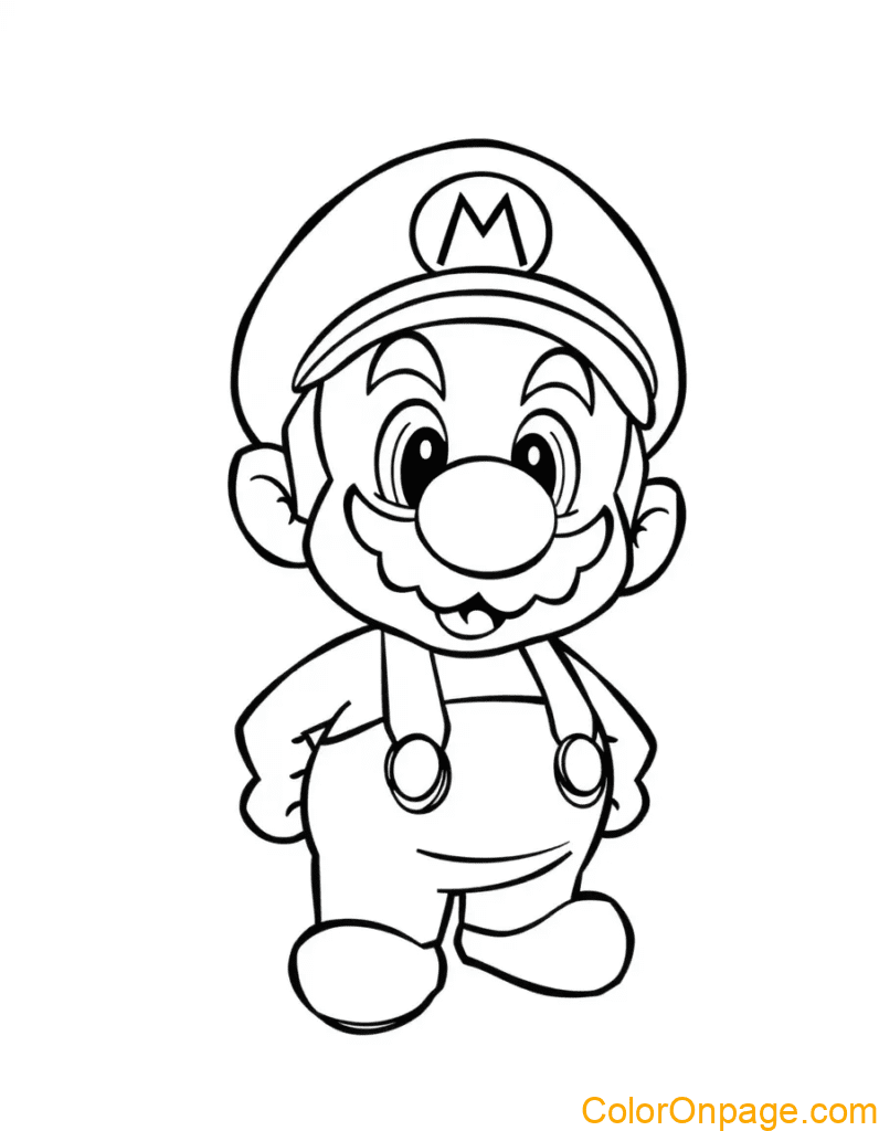 Chibi Style Mario Coloring Page (13)