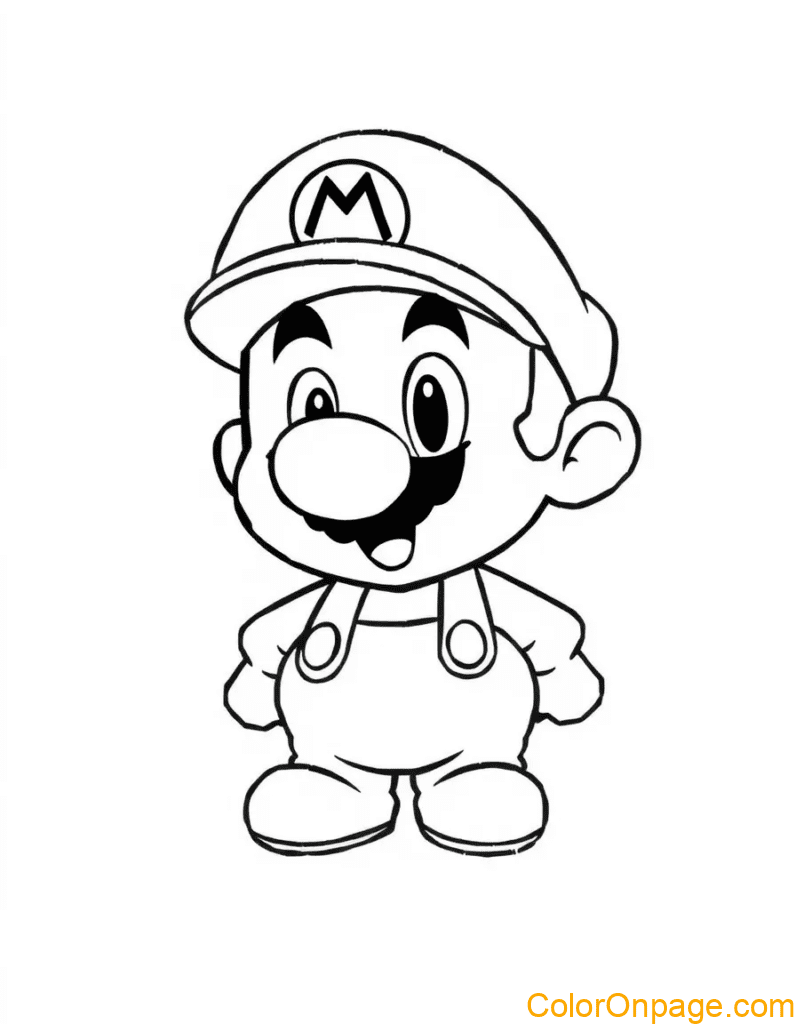Chibi Style Mario Coloring Page (13)
