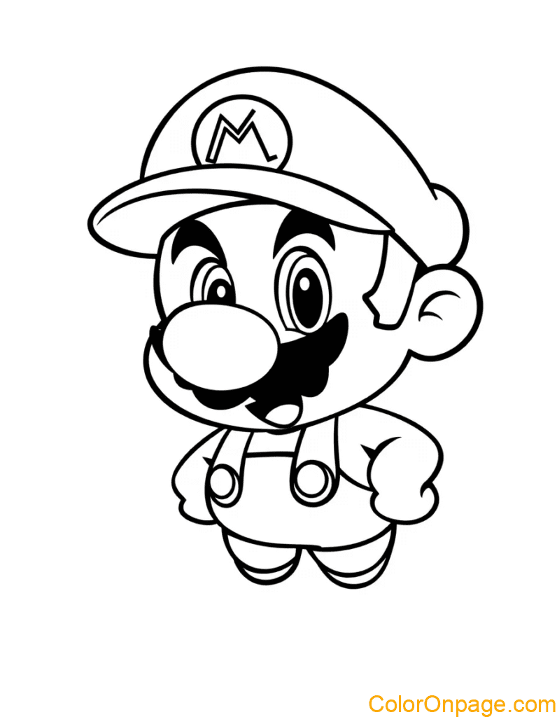 Chibi Style Mario Coloring Page (13)