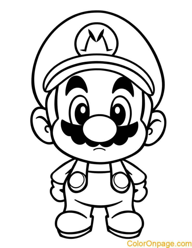 Chibi Style Mario Coloring Page (13)