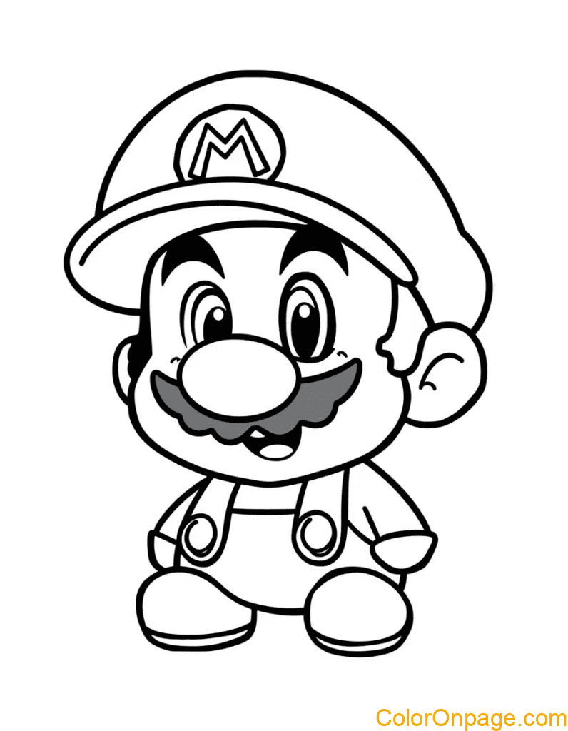 Chibi Style Mario Coloring Page (13)