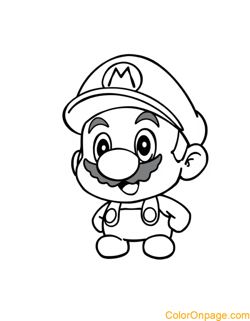 Chibi Style Mario Coloring Page (13)