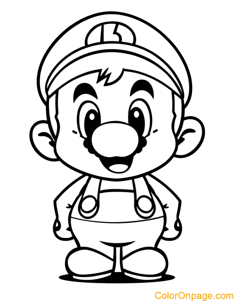 Chibi Style Mario Coloring Page (13)