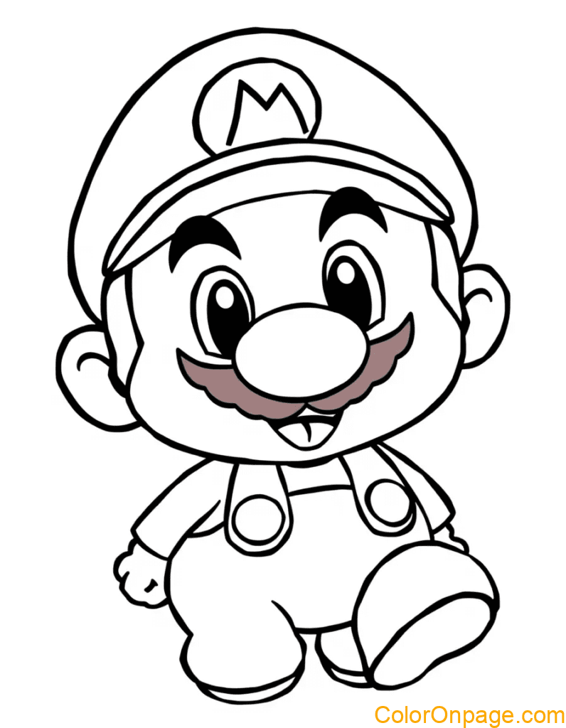 Chibi Style Mario Coloring Page (13)
