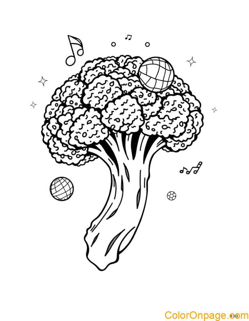 Dancing Broccoli Coloring Page