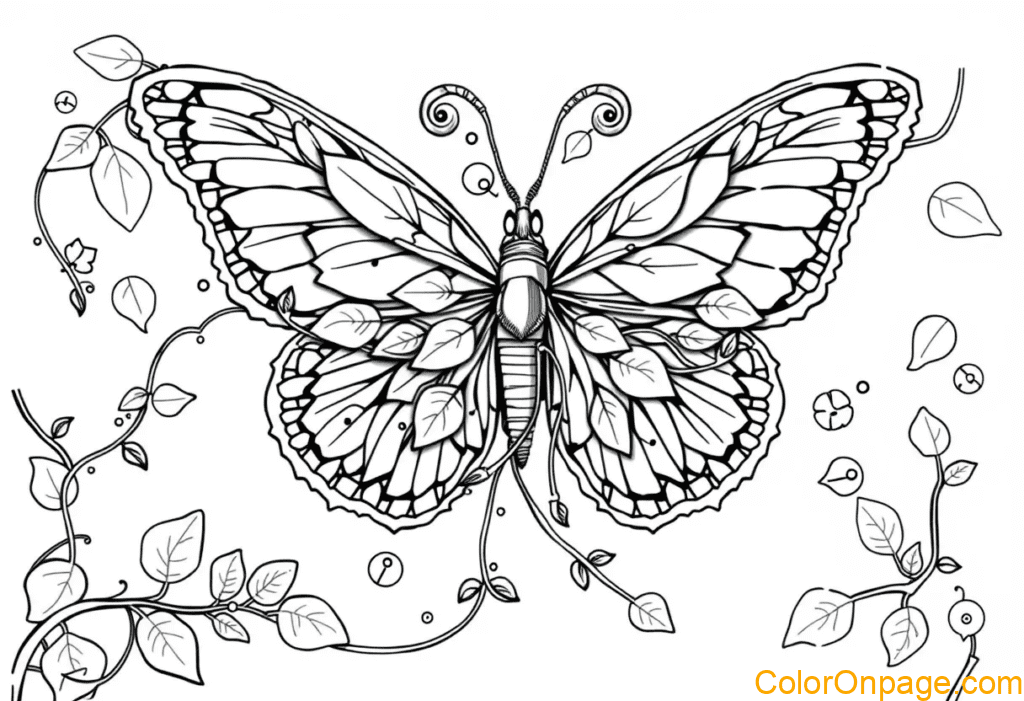 Enchanted Forest Butterfly Coloring Page