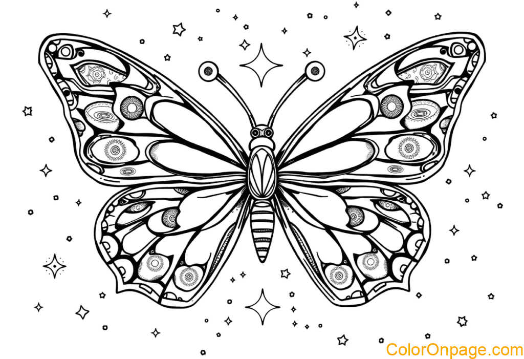 Galaxy Butterfly Coloring Page