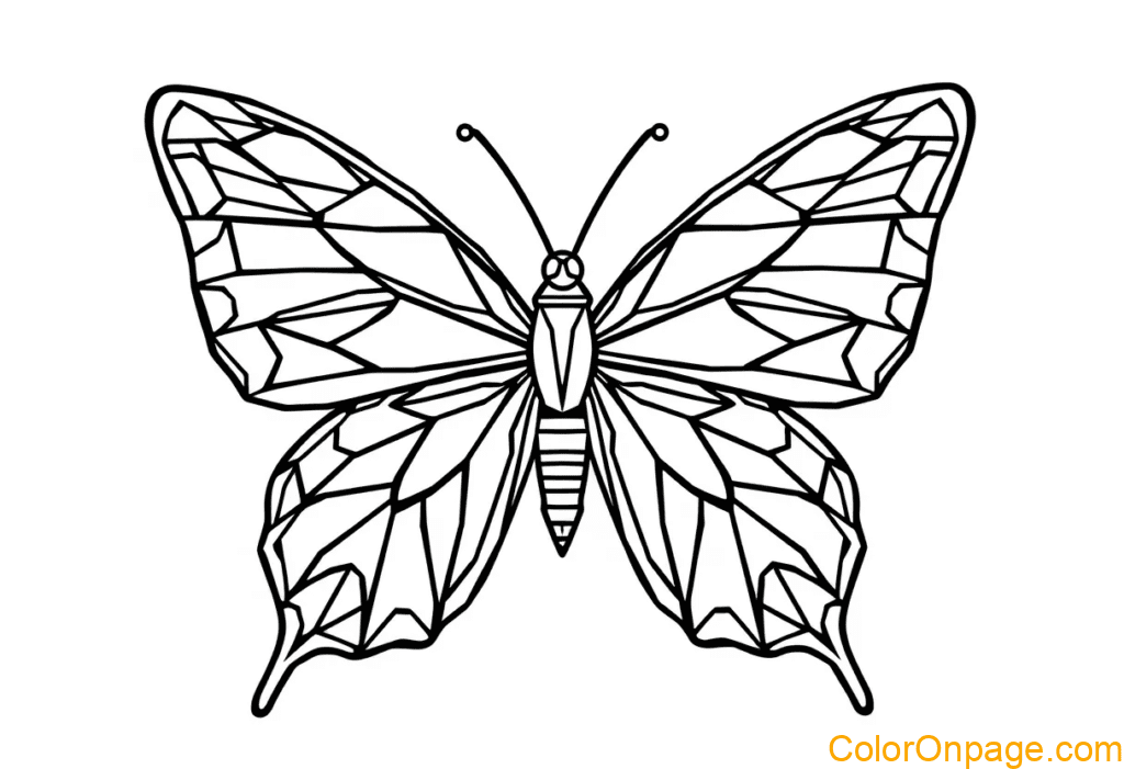 Geometric Butterfly Coloring Page