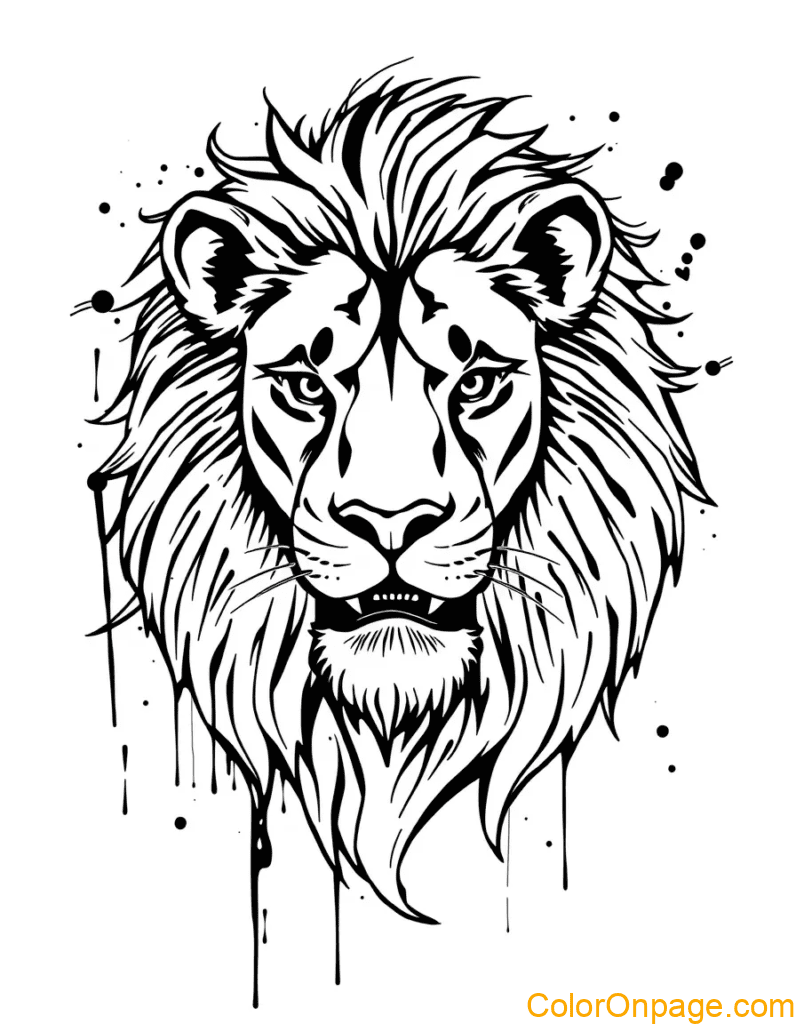Graffiti Style Coloring Page Lion (2)