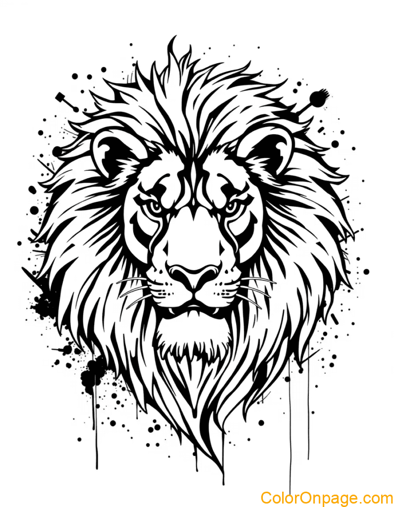 Graffiti Style Coloring Page Lion (2)