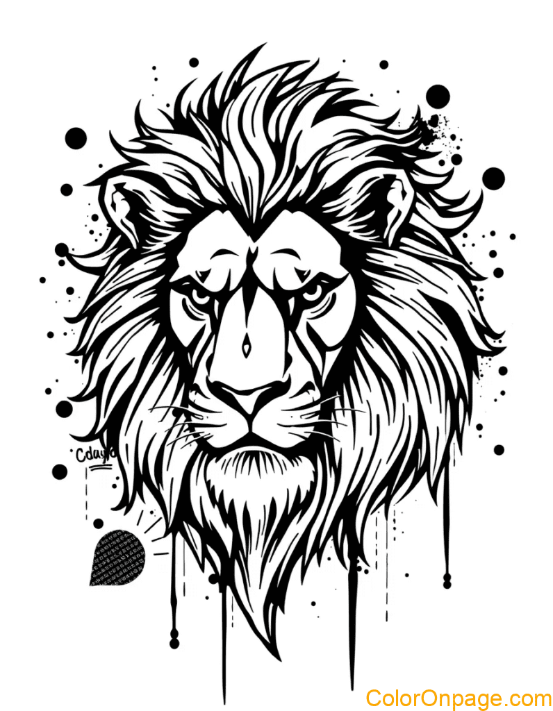 Graffiti Style Coloring Page Lion (2)