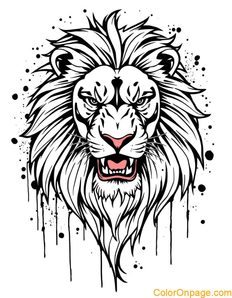 Graffiti Style Coloring Page Lion (2)