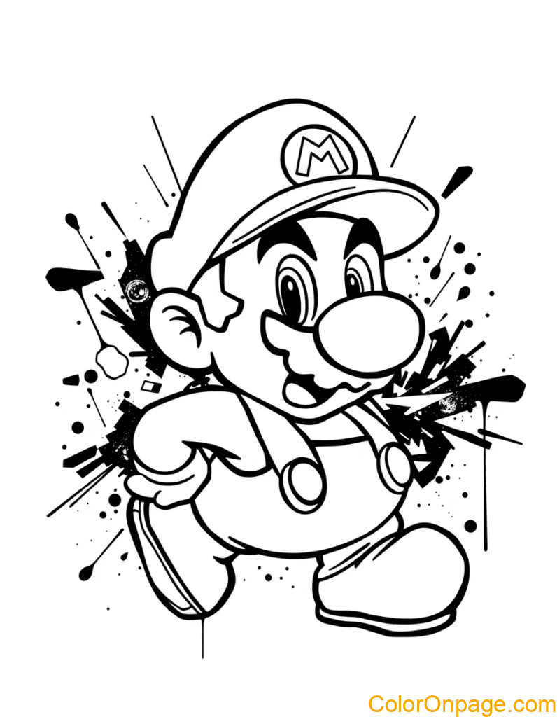 Graffiti Style Mario Coloring pages (14)