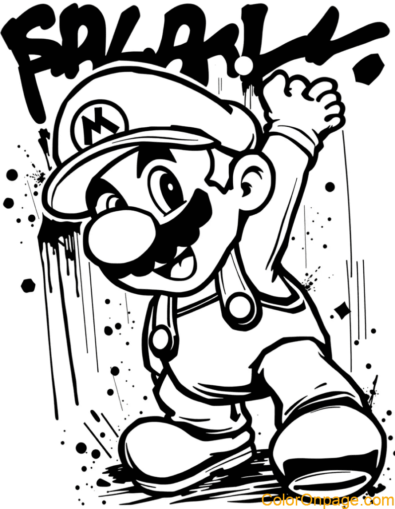 Graffiti Style Mario Coloring pages (14)