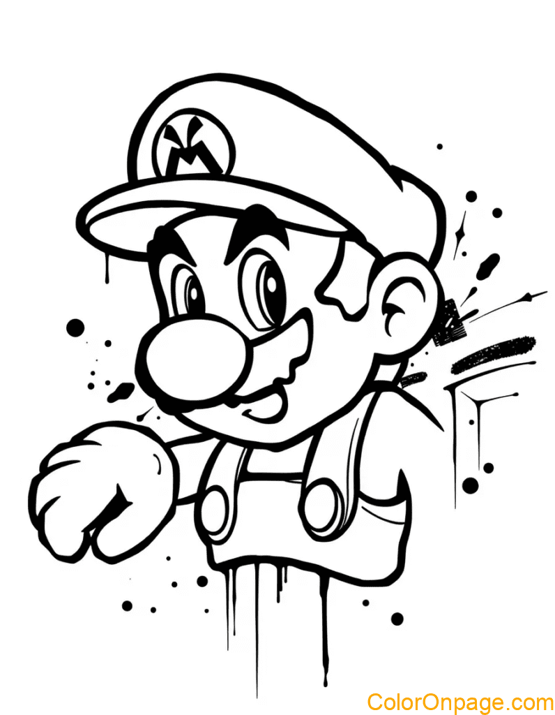 Graffiti Style Mario Coloring pages (14)