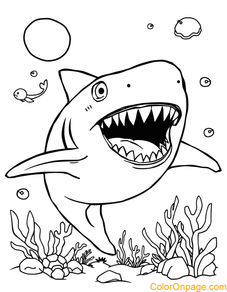 Happy Shark Coloring Page