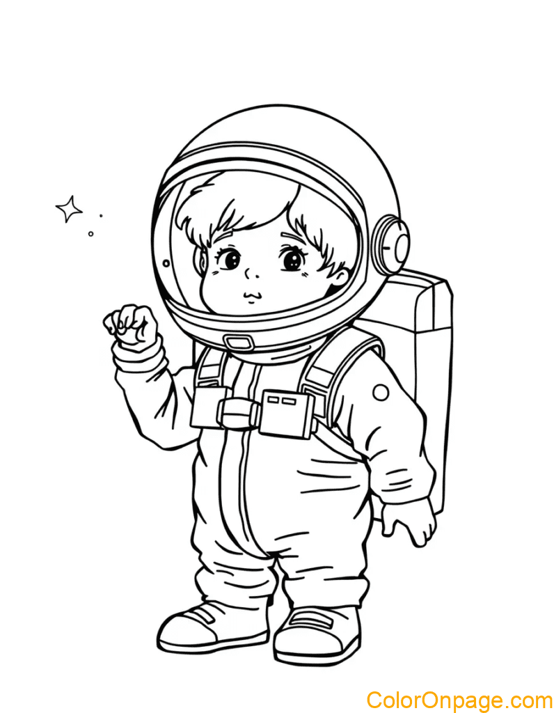 Kid Astronaut Coloring Page