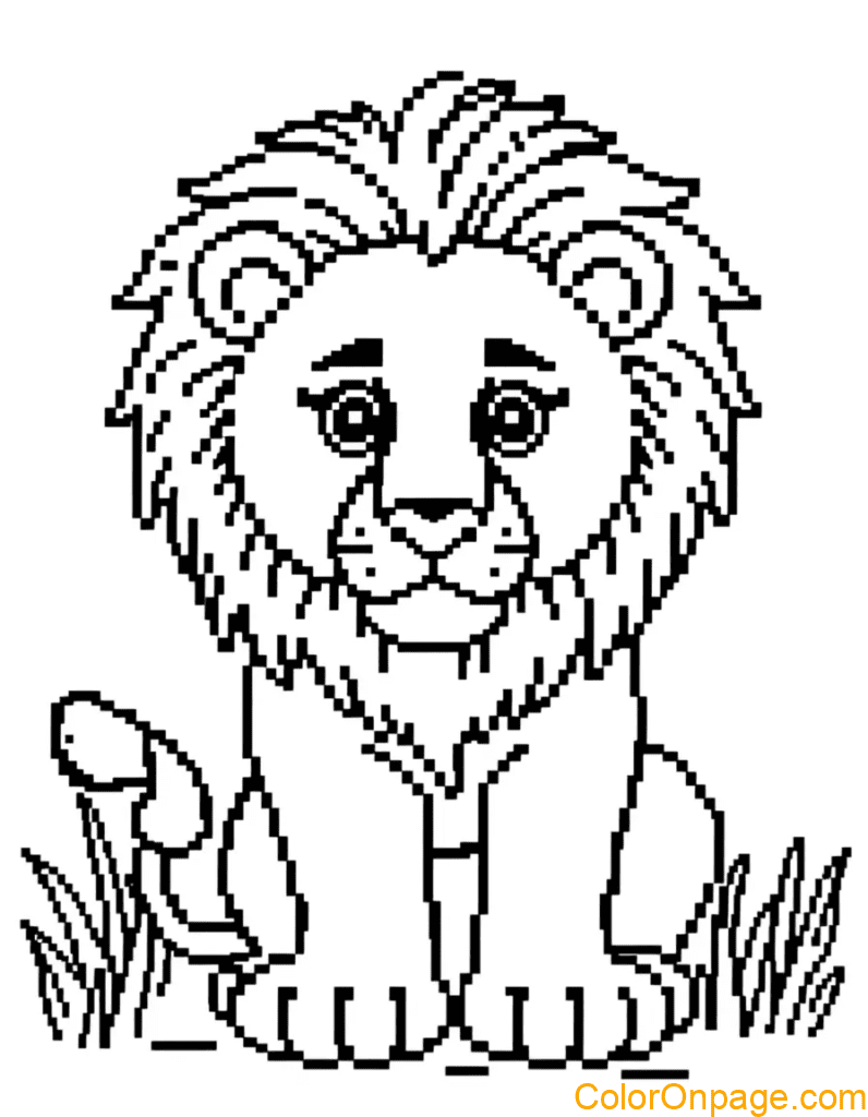 Pixel style Lion Coloring Pages (13)