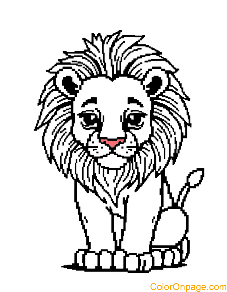 Pixel style Lion Coloring Pages (13)