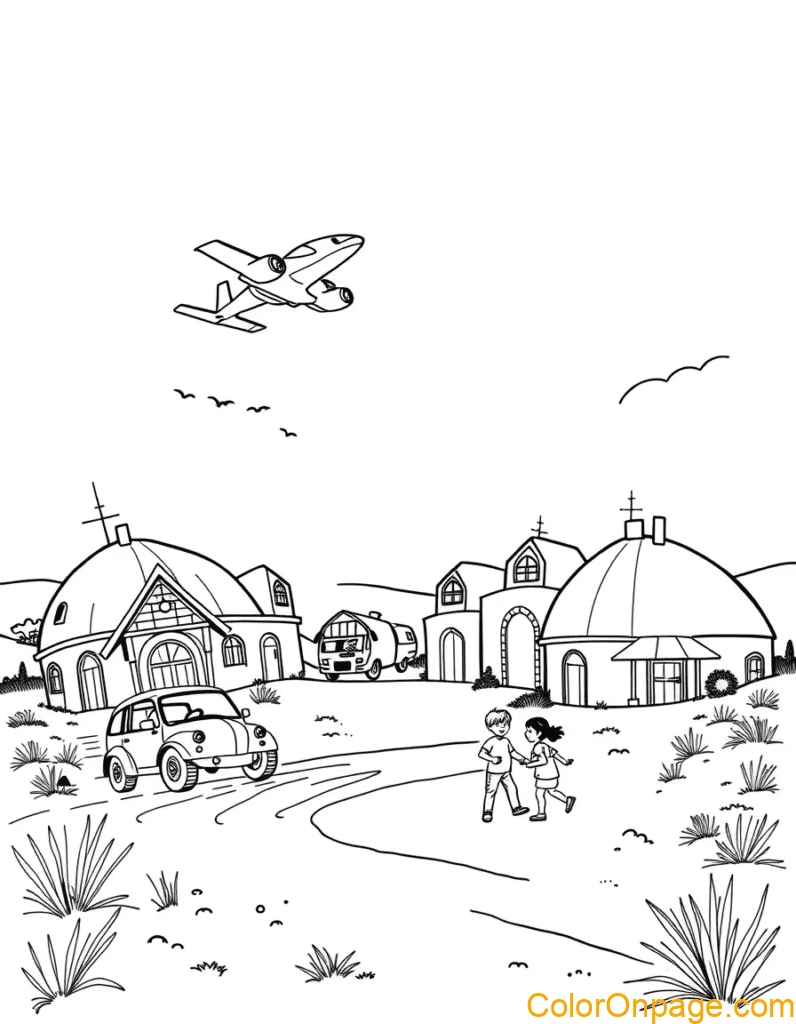 Mars City Coloring Page