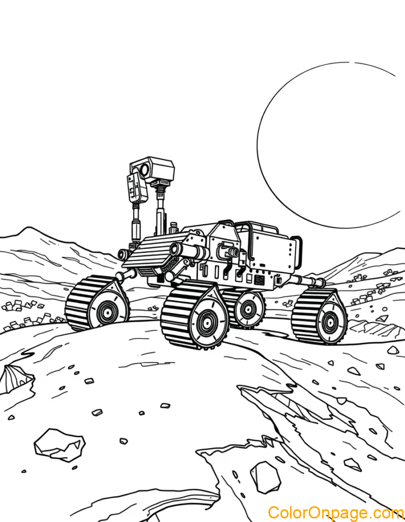 Mars Rover Exploration Coloring Page