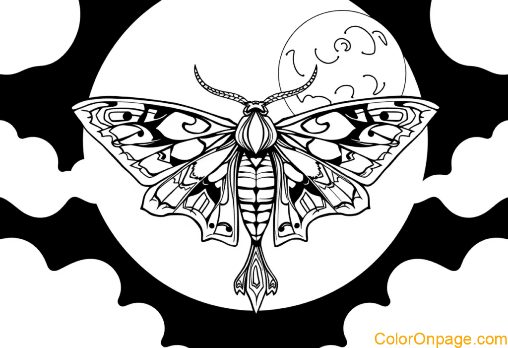 Mystical Moth Coloring Page